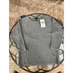 BYDesign Women's‎ Heather Gray Dolman Sleeve Boat Neck Pullover Sweater Large